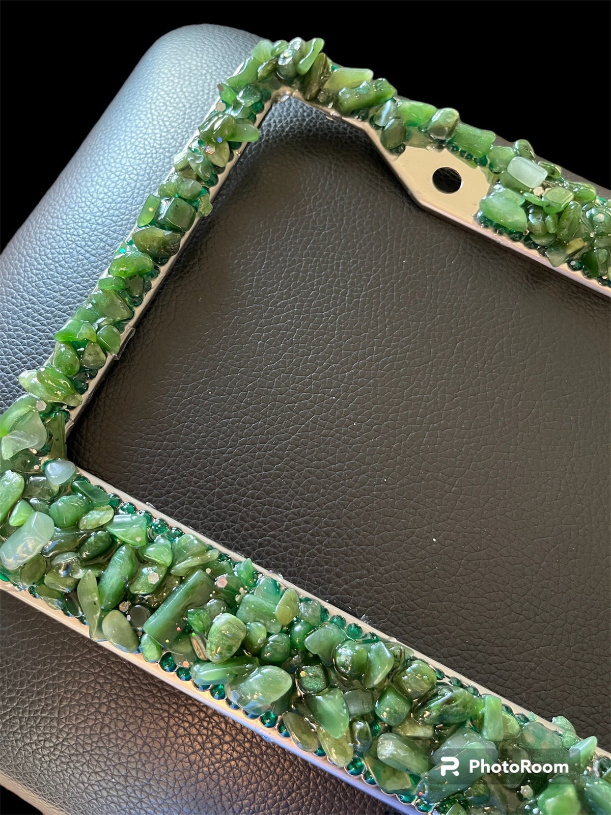 Green jade license plate frame, bling license plate frame, dark green jade license plate frame, cute license plate frame