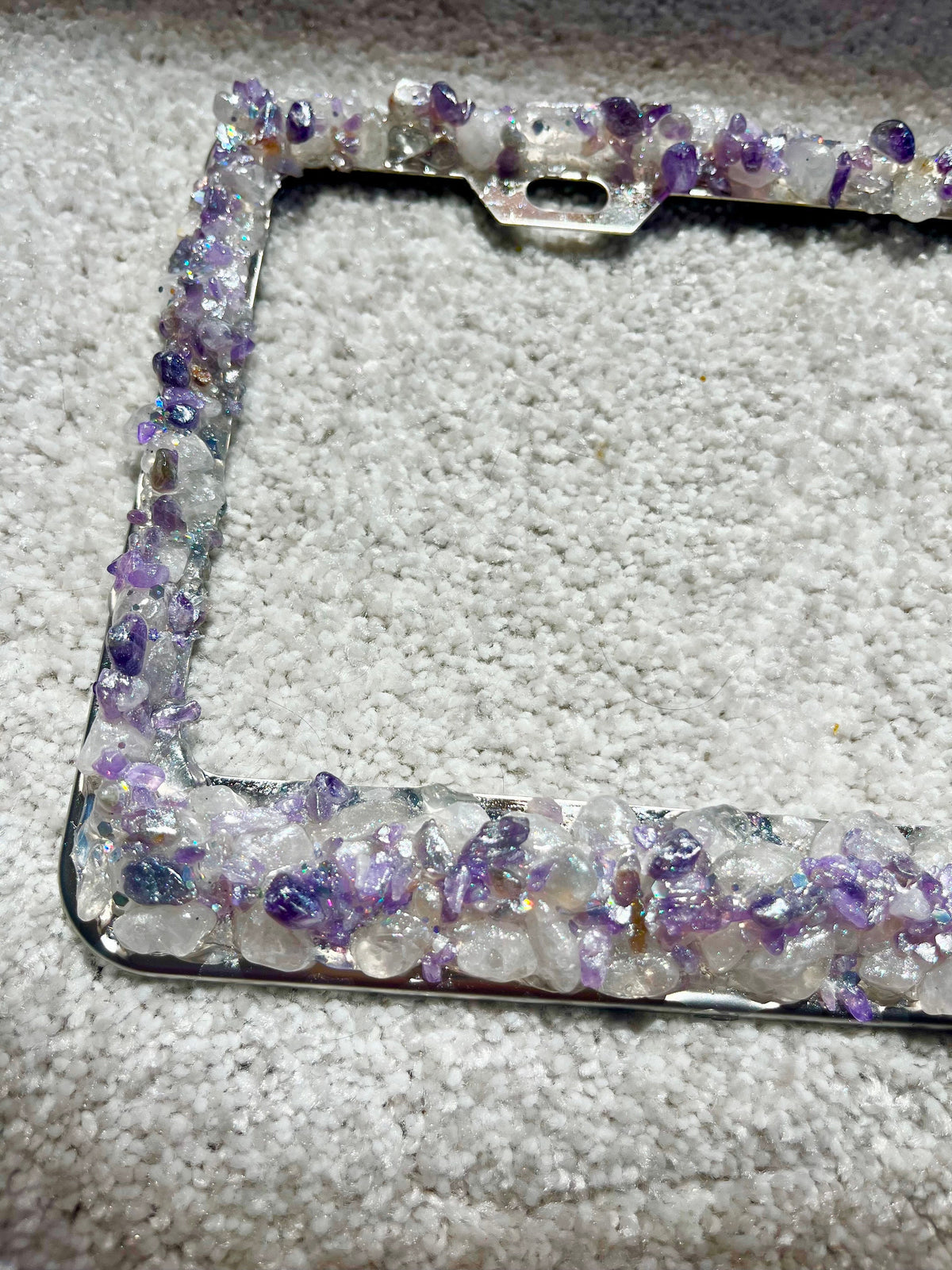Arora Purple license plate frame quartz real aurora crystal license plate frame with bling natural stone plate cover